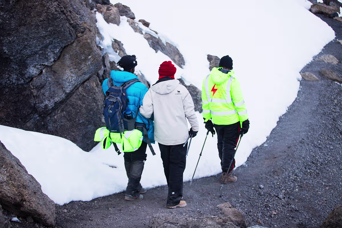 High altitude trekking Kilimanjaro moonscape